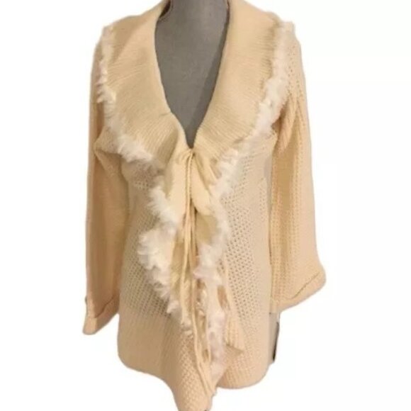 Adrienne Landau Sweaters - Adrienne Landau Cascading Front Cardigan Faux Fur